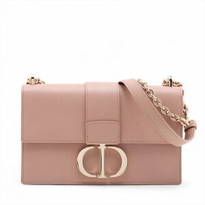 Christian Dior Montaigne Leather Chain Shoulder Bag Pink Beige